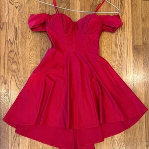 City Vibes Red Off-Shoulder Dress